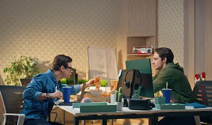 Developers working on an app at their desks
