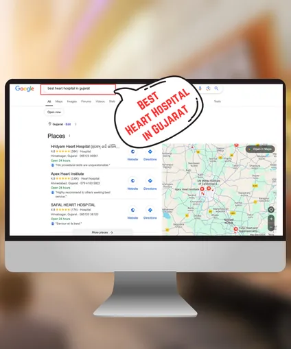 Hridyam Heart Hospital ranking first on Google search